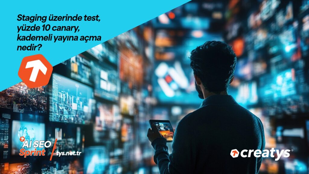 Staging üzerinde test, yüzde 10 canary, kademeli yayına açma nedir?